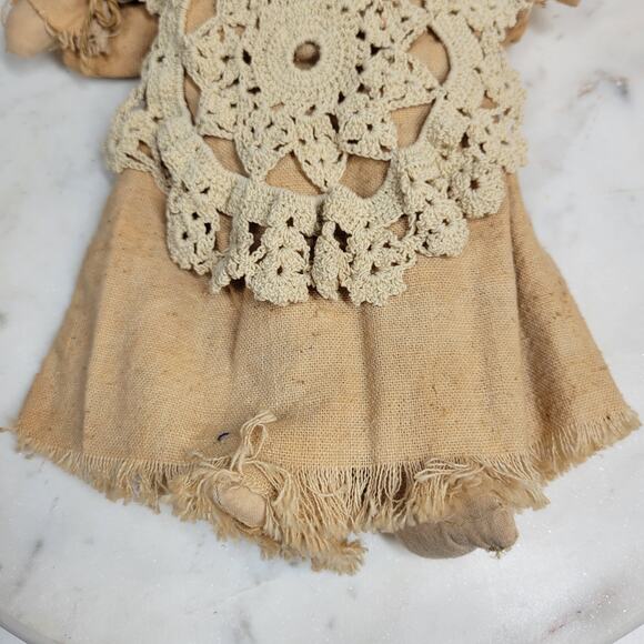 Vintage Folk Art Primitive Angel Doll 11" Handmade Crochet Christmas Ornament - Picture 4 of 12